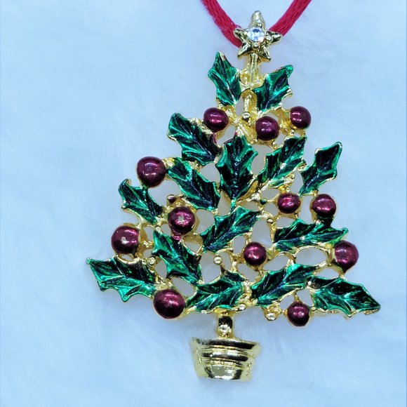 enamal Christmas tree pendant - Picture 2 of 3